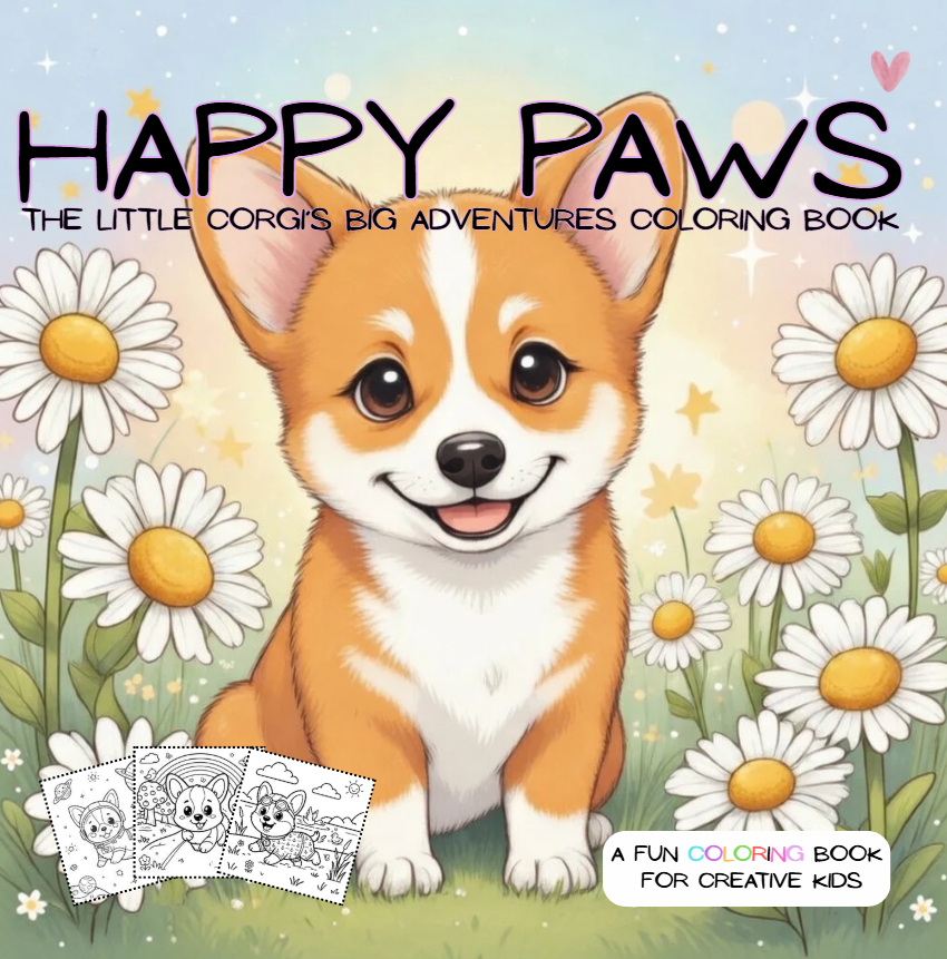 Corgi coloring book for kids ages 4-7